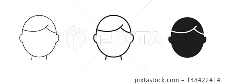 Male Avatar Profile Line And Solid Icon Set. User Identification, Social Media Profile, And Online Presence Outline And Silhouette Symbol Collection. Isolated Vector Illustration 138422414