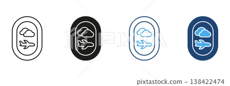 Airplane Window View With Clouds Icon Set. Travel And Aviation Experience Outline And Silhouette Symbol Collection. Journey And Flight Perspective. Isolated Vector Illustration Airplane Window View With Clouds Icon Set. Travel And Aviation Experience Outline And Silhouette Symbol Collection. Journey And Flight Perspective. Isolated Vector Illustration 138422474