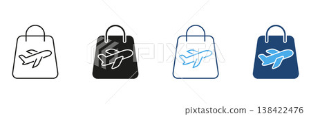 Travel Shopping, Duty-Free Purchases, And Aviation Retail Symbol Collection. Shopping Bag With Airplane Icon Set. Tourism And Travel Retail Concept. Isolated Vector Illustration Travel Shopping, Duty-Free Purchases, And Aviation Retail Symbol Collection. Shopping Bag With Airplane Icon Set. Tourism And Travel Retail Concept. Isolated Vector Illustration 138422476