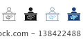 Airline Check-In Desk Icon Set. Airport Service, Passenger Assistance, And Flight Information Outline And Silhouette Symbol Collection. Travel And Aviation Industry. Isolated Vector Illustration 138422488