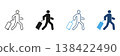 Traveler With Suitcase Icon Set. Travel, Tourism, And Journey Representation Outline And Silhouette Symbol Collection. Vacation And Business Trip Concept. Isolated Vector Illustration 138422490