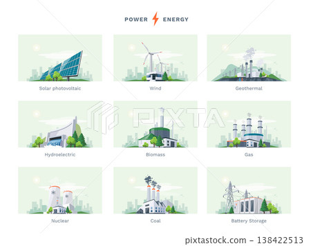 Electric energy power station generation types source mix Electric energy power station generation types source mix 138422513
