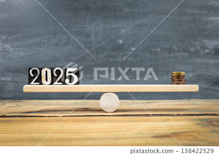 2025 Review Concept Shown By Year Blocks Balanced Against Coins 2025 Review Concept Shown By Year Blocks Balanced Against Coins 138422529