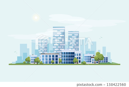 Urban City Landscape Street Road with Skyline Background 138422560