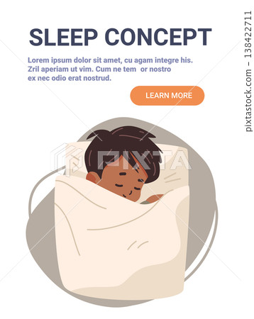 Child sleeping peacefully bed cozy blanket calm night muted colors soft background website banner template Child sleeping peacefully bed cozy blanket calm night muted colors soft background website banner template 138422711