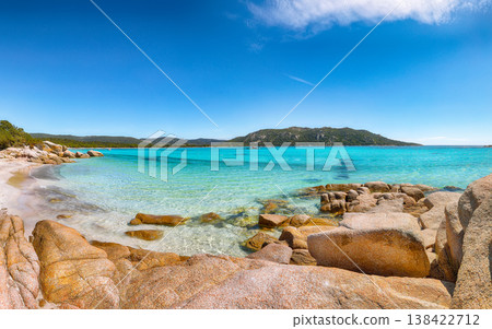 Breathtaking view of  beach of Santa Giulia resort. 138422712