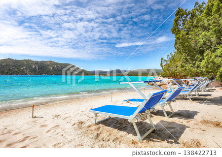 Breathtaking view of  beach of Santa Giulia resort. 138422713