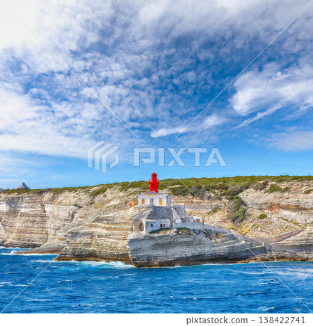 Unbelivable view of lighthouse near old town Bonifacio. Unbelivable view of lighthouse near old town Bonifacio. 138422741