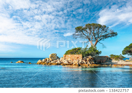 Breathtaking  view of  Palombaggia and Tamaricciu beaches. 138422757