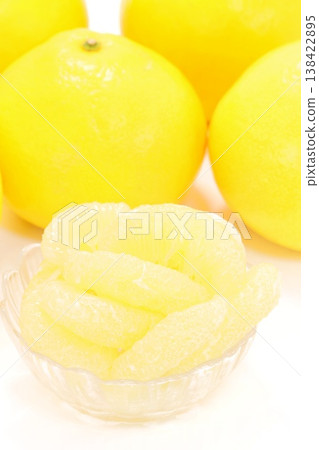 Tosa Buntan peeled dessert light background large citrus fruit 138422895