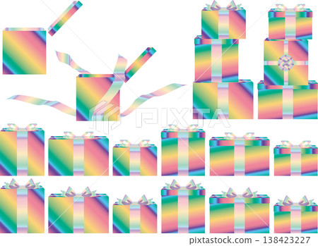 Next to the gift box, a rainbow, 20 faint rainbows. 138423227