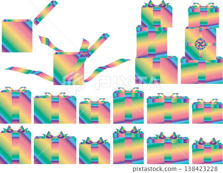 Next to the gift box, a rainbow, 21 dark rainbows. 138423228