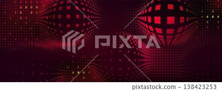 Abstract tech vector bg, red halftone light effect Abstract tech vector bg, red halftone light effect 138423253