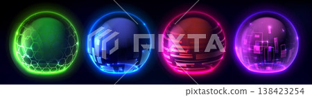 Protective shield domes with geometric pattern 138423254