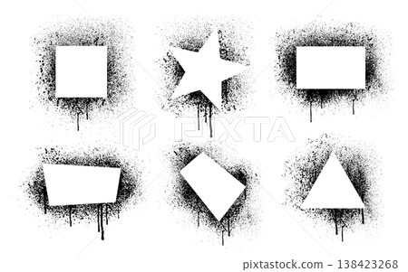 Graffiti spray text box set isolated on white Graffiti spray text box set isolated on white 138423268