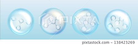 3D serum bubbles set with molecules inside 3D serum bubbles set with molecules inside 138423269