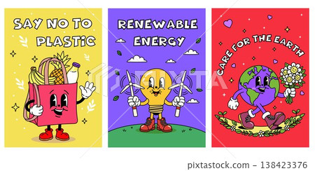 Kawaii Eco Posters Save Earth Renewable Energy Collection Kawaii Eco Posters Save Earth Renewable Energy Collection 138423376