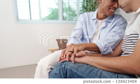 LGBTQ couple sharing an intimate moment 138423409