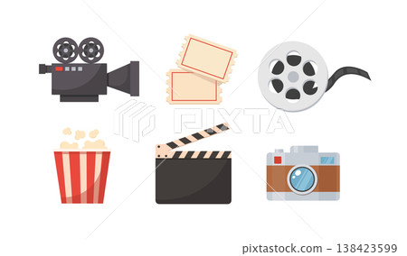 Collection of cinema and movie production icons Collection of cinema and movie production icons 138423599