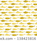 Sardine fish seamless pattern. Vector hand drawn Mediterranean seafood wallpaper, print, background 138423816