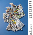Miniature cityscape shaped as Germany map on flat background - ai generated 138423878