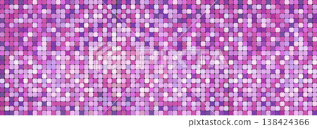 Disco pink sequin gold rose sparkle mosaic background. Retro glam disco ball shine and glitter texture bg. Shining halftone wallpaper, pop up sparkling glitter backdrop 138424366