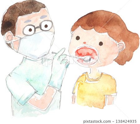 Illustration of a child receiving a dental checkup. Illustration of a child receiving a dental checkup. 138424935