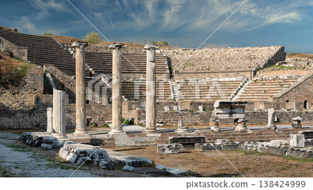 Asclepieion of Pergamon ancient ruins with theater and columns, Bergama, Turkey Asclepieion of Pergamon ancient ruins with theater and columns, Bergama, Turkey 138424999