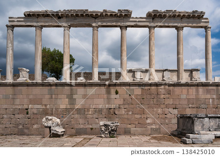 Temple of Trajan ruins at Pergamon Acropolis, Bergama, Izmir, Turkey Temple of Trajan ruins at Pergamon Acropolis, Bergama, Izmir, Turkey 138425010