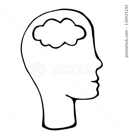 Hand Drawn Human Head with Brain Doodle Icon Thinking Mind Psychology Idea Illustration Hand Drawn Human Head with Brain Doodle Icon Thinking Mind Psychology Idea Illustration 138425292