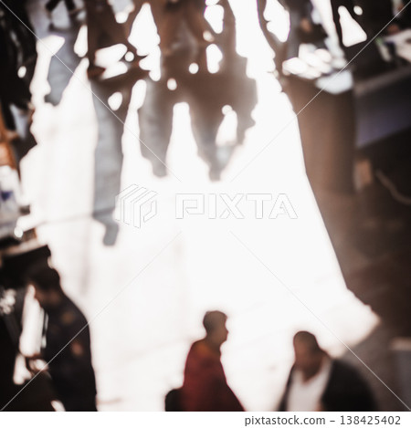 Abstract blurred people at exhibition hall of expo event trade show. Business convention show or job fair. Business concept background 138425402