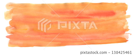 Red orange watercolour gradient textured fluffy cloud shape horizontal stain background. Abstract warm colors wash technique watercolor blob for nature heat concept, brush stroke texture 138425461