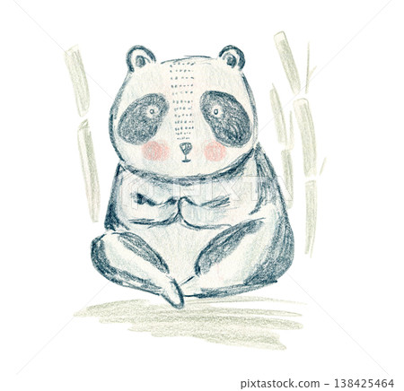 Cute crayon color pencils textured hand drawing panda illustration. Lovely childish asian bear animal clipart for kids print design, textile decoration, greeting cards, stickers Cute crayon color pencils textured hand drawing panda illustration. Lovely childish asian bear animal clipart for kids print design, textile decoration, greeting cards, stickers 138425464