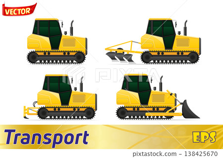 set icons yellow tractors vector illustration set icons yellow tractors vector illustration 138425670