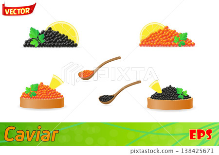 sandwich with red caviar lemon and parsley vector illustration sandwich with red caviar lemon and parsley vector illustration 138425671