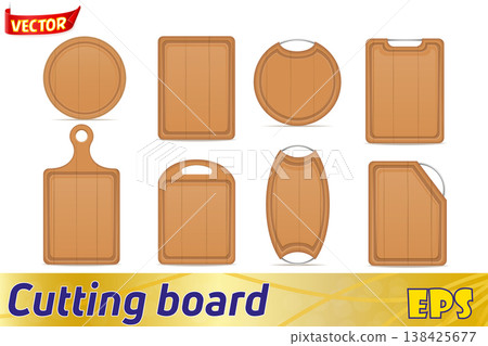 wooden cutting board vector illustration 138425677