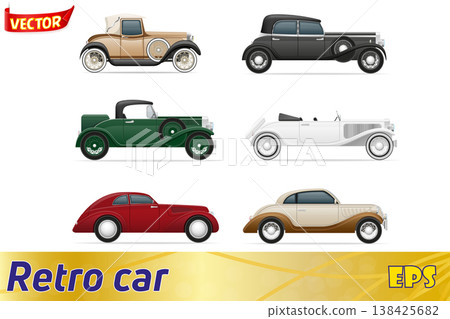 set icons old retro car vector illustration set icons old retro car vector illustration 138425682