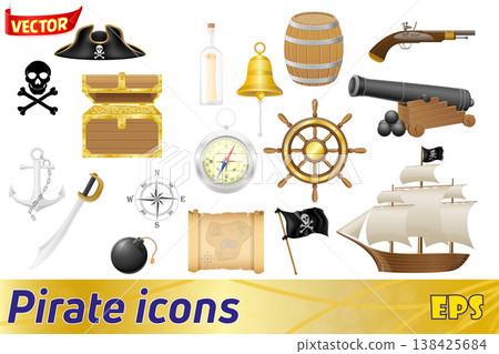set of pirate icons vector illustration set of pirate icons vector illustration 138425684