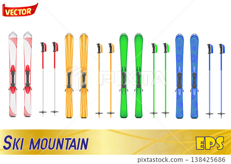 set icons skis mountain vector illustration set icons skis mountain vector illustration 138425686