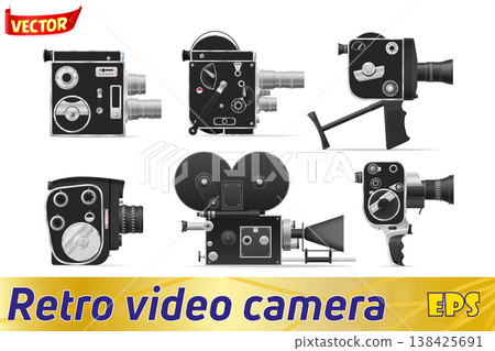 old retro vintage movie video camera vector illustration old retro vintage movie video camera vector illustration 138425691