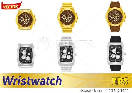 gold and silver mechanical wristwatch vector illustration gold and silver mechanical wristwatch vector illustration 138425693