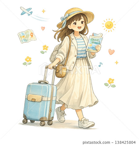 A woman traveling (illustration) 138425804