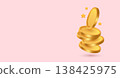 gold coins floating on pastel background. 138425975