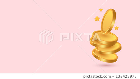 gold coins floating on pastel background. 138425975