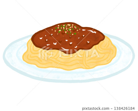 Watercolor-style illustration of meat spaghetti (cafe menu item) Watercolor-style illustration of meat spaghetti (cafe menu item) 138426184