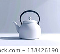 Presentation for E-commerce. Teapot mockup. White teapot with a blank label area. 138426190