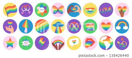 Set of colorful LGBT stickers Set of colorful LGBT stickers 138426440