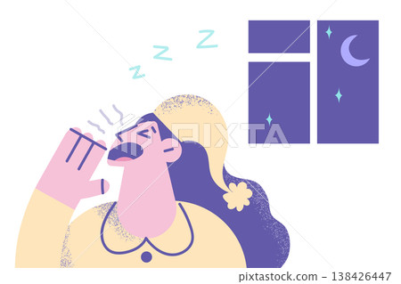 Young woman in pajama suffer from insomnia Young woman in pajama suffer from insomnia 138426447