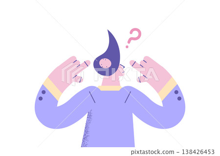 Man feel confused show bald hair with alopecia Man feel confused show bald hair with alopecia 138426453