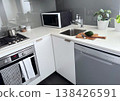 現代系統廚房內部，潔白的廚房和酪梨 138426591